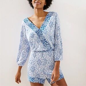 Loft Beach Blue Paisley Romper